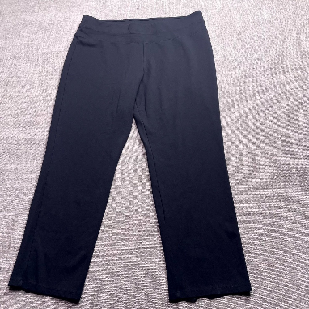 Tommy Bahama Pants Womens Large Black Rayon Stretch Ankle Slit Straight Leg